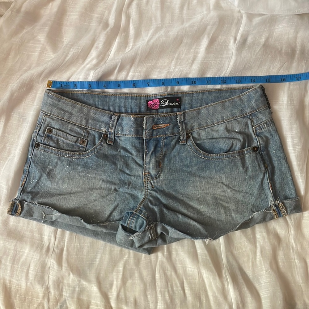 glittery jean shorts